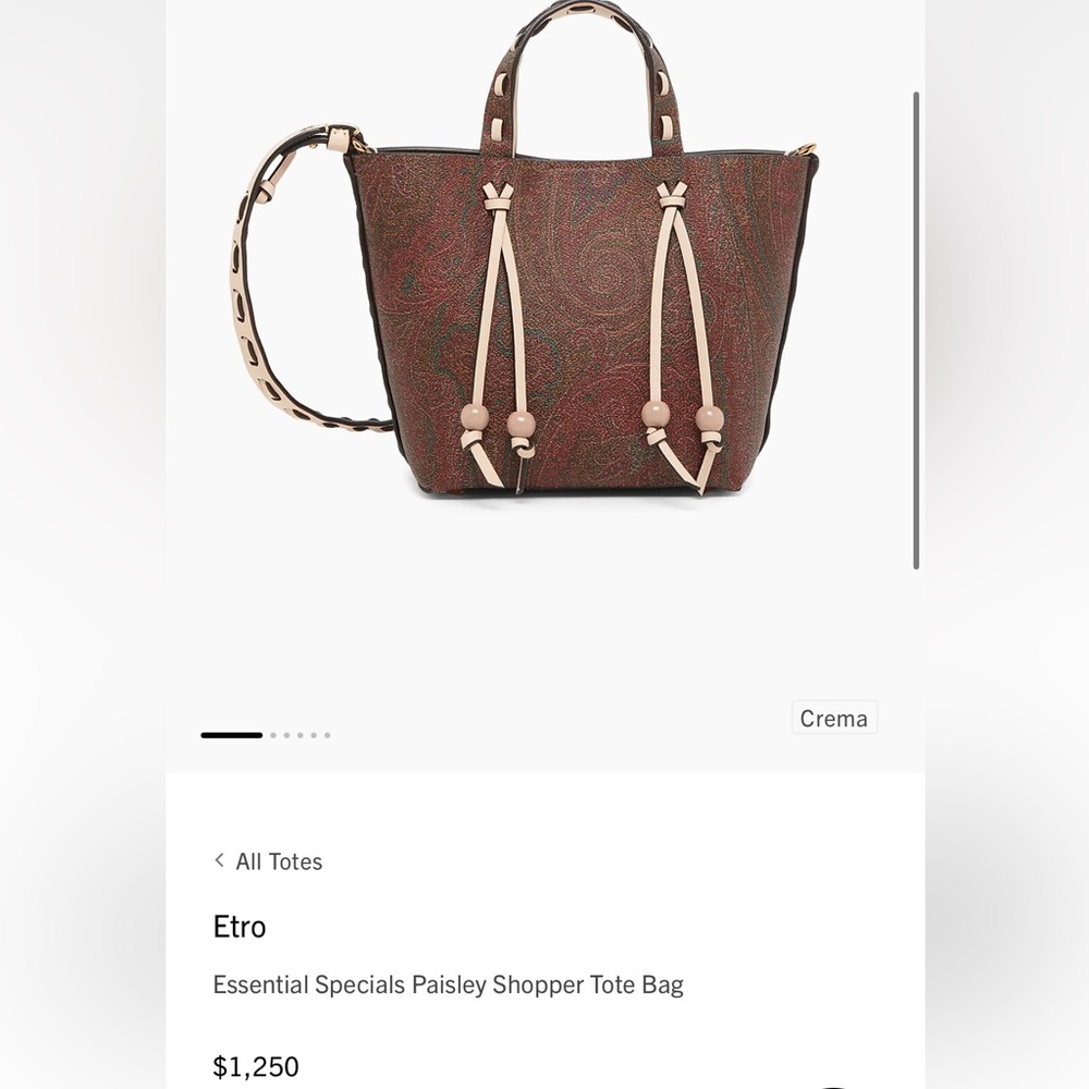 Etro Brown Paisley Tote with Cream Accents